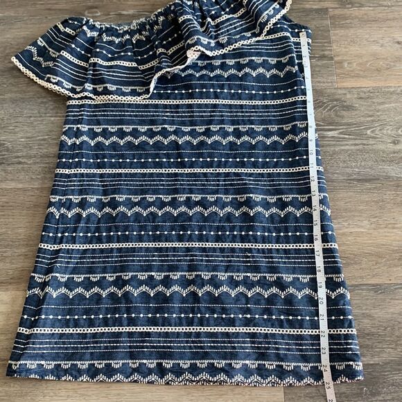 Parker One shoulder ruffle sleeveless knee length sheath dress sz med - Picture 9 of 13